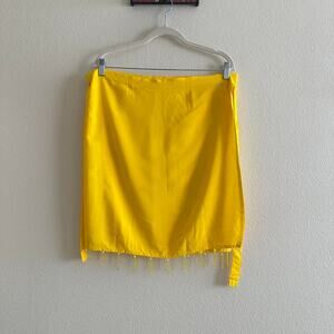 Vintage yellow beaded wrap mini skirt